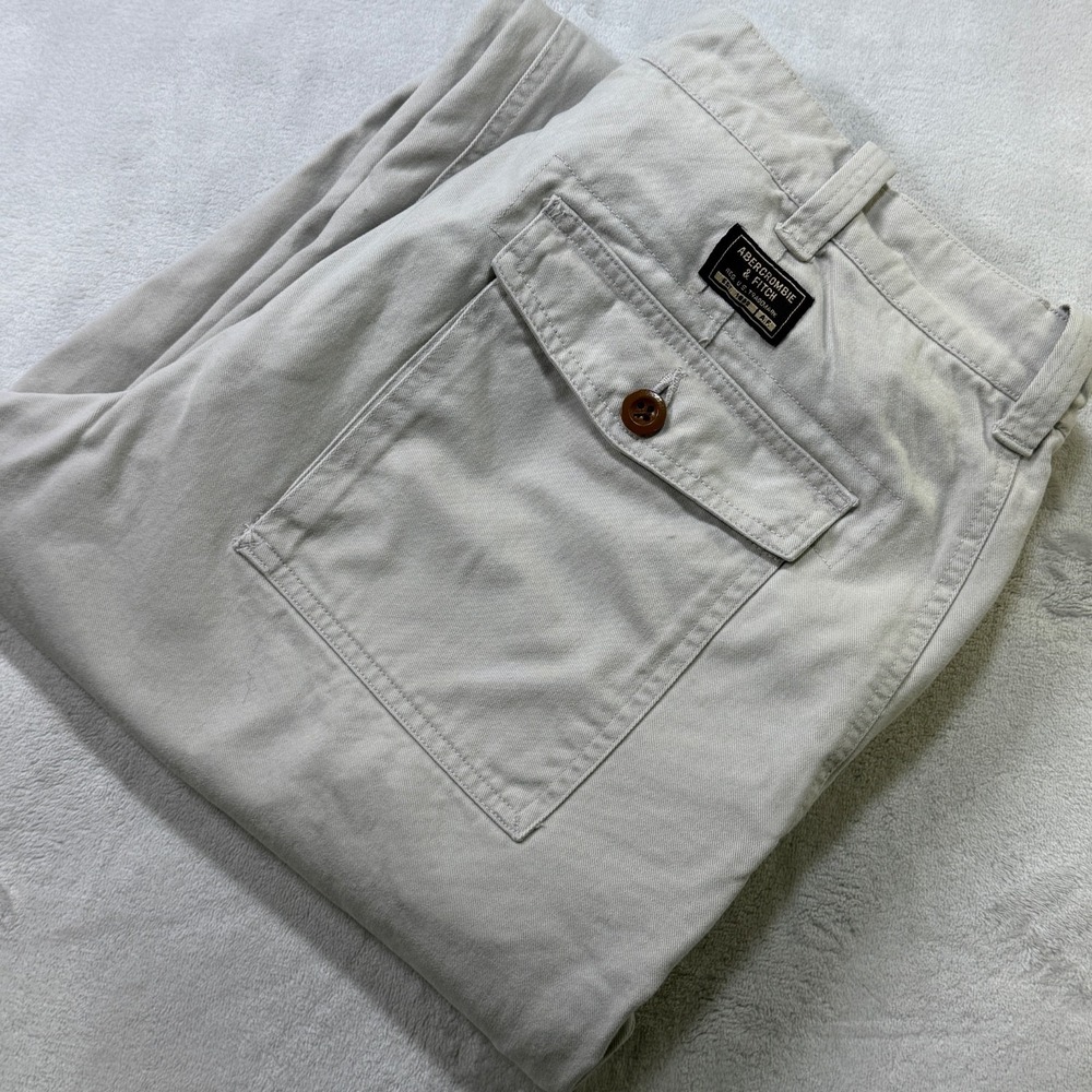 VTG Y2K Abercrombie & Fitch Mens 36R Chino Pants Khaki Flat Front Back Pockets